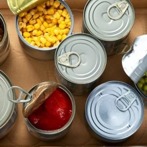 Caned,Vegetables,Such,As,Beans,,Peas,,Corn,,Tomatos,In,Cardboard